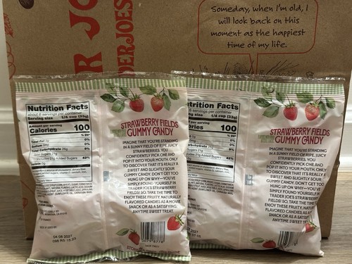 2Pack Trader Joes Strawberry Fields Gummy Candy Sweet & Sour Gummies from France - Picture 2 of 5