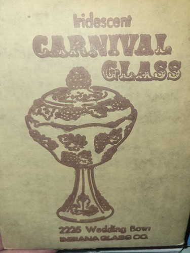 Indiana Glass Co Vintage Iridescent Carnival Wedding Bowl 2225 New In Box - Picture 2 of 6