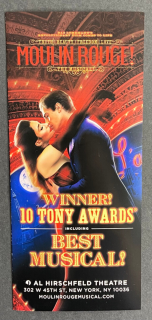 Moulin Rouge 2022 Ad Flyer Broadway New York City NYC Advertisement Ads Moulin Rouge 2022 Ad Flyer Broadway New York City NYC Advertisement Ads