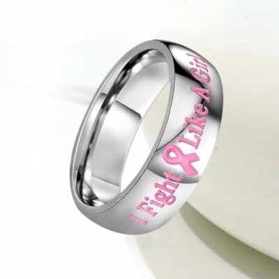 Breast Cancer Awareness Stainless Steel Dome Band