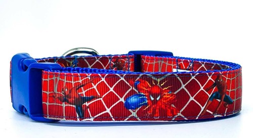 Spiderman dog collar handmade adjustable buckle collar 1" or 5/8" wide or leash  - Picture 5 of 12