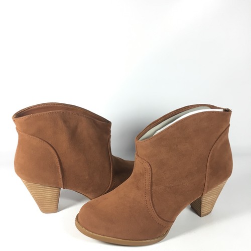 Rampage "Wonko" Women's 8.5 M Cognac Brown Faux Suede Ankle Boots - Picture 2 of 6