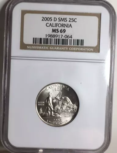 2005-D California State Quarter NGC MS69 SMS  satin Free Ship.  #917-064