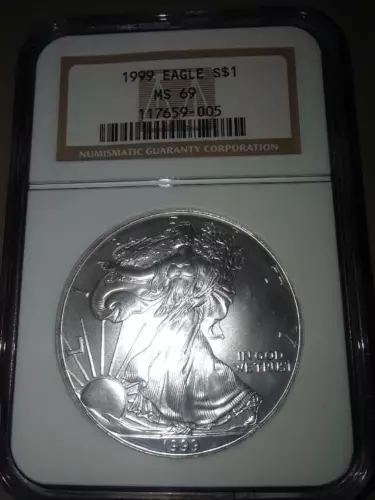 1999 U.S. American Silver Eagle * NGC MS69 * 1 oz .999 fine Silve