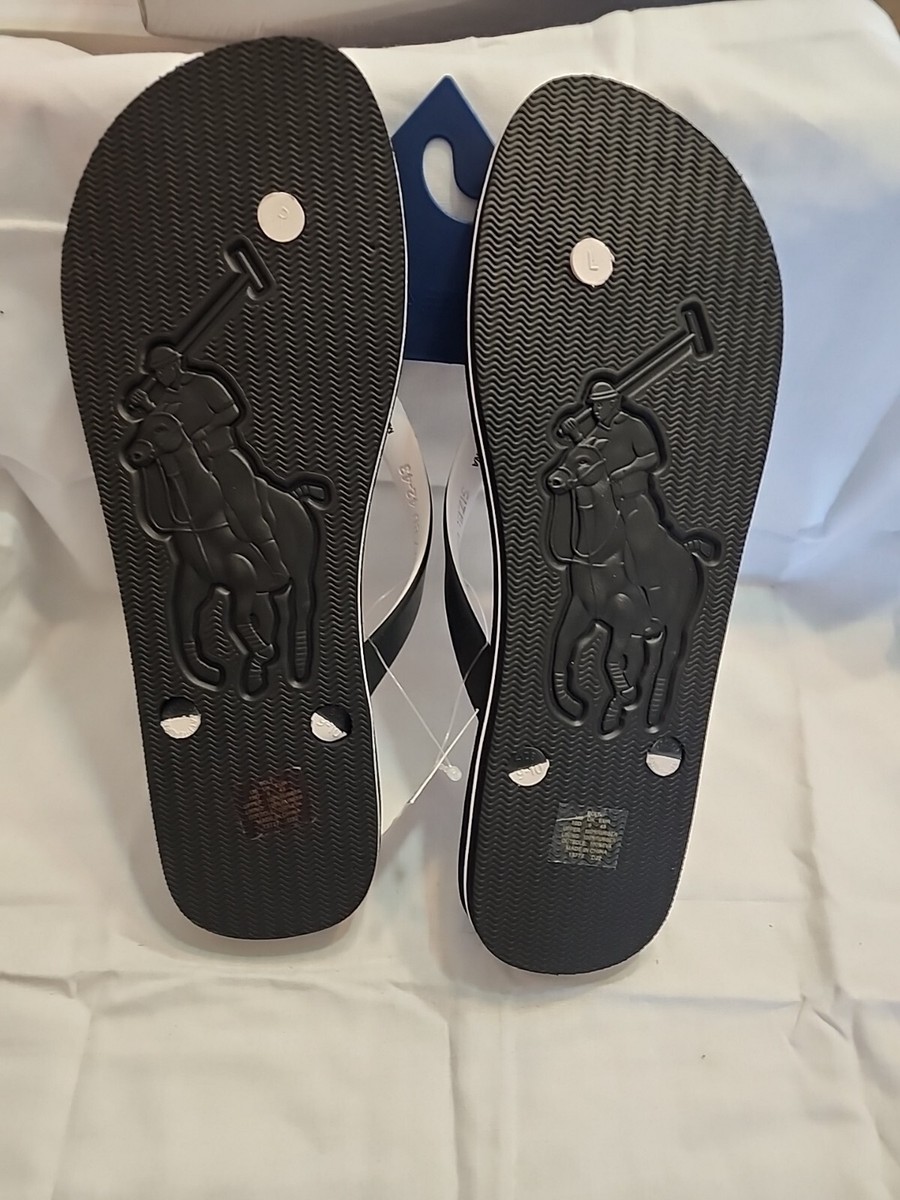 POLO RALPH LAUREN Black/White BOLT SIGNATURE LOGO THONG FLIP  display picture 3