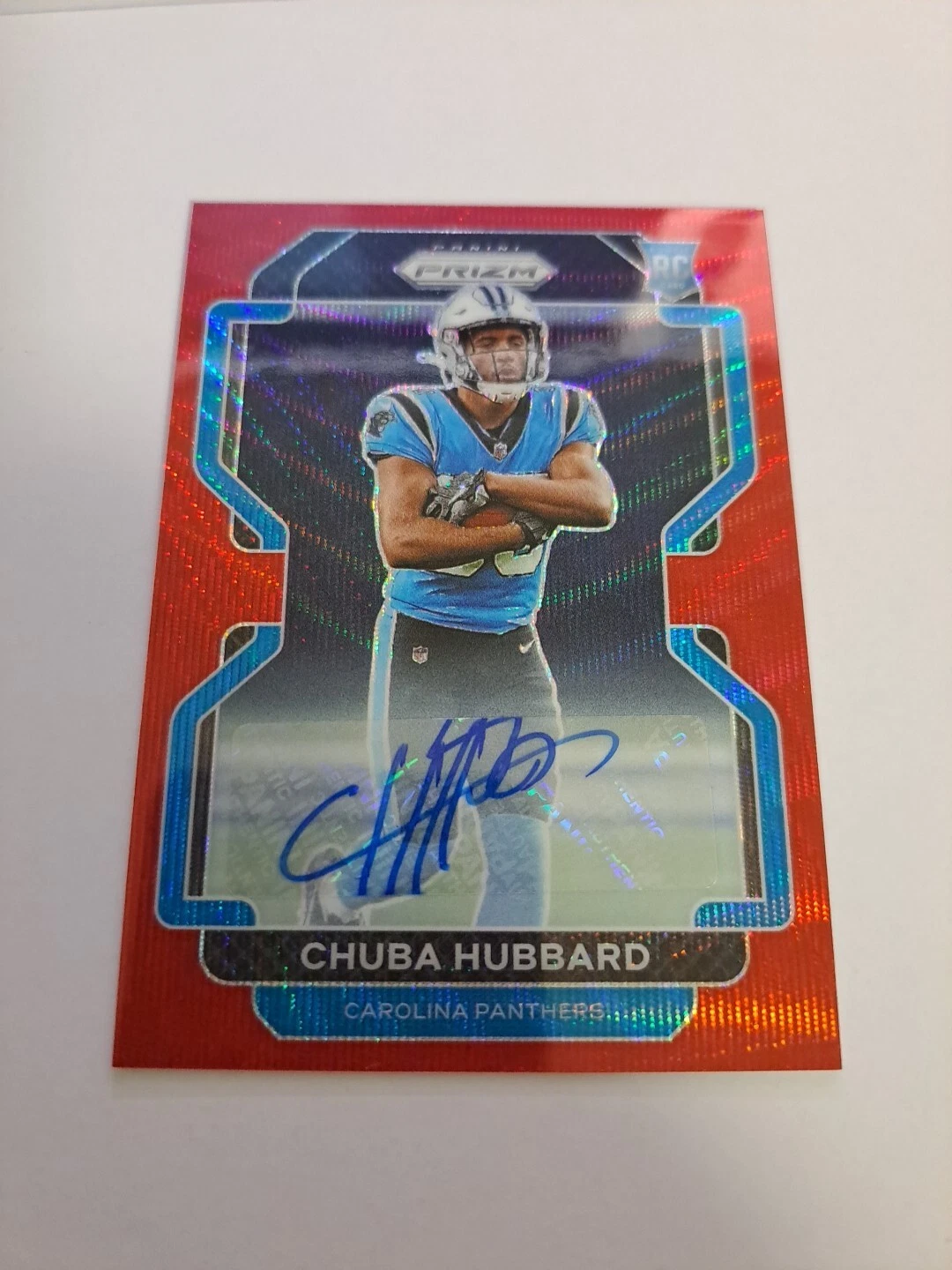 2021 Prizm - Rookie Red Wave Auto #355 Chuba Hubbard 032/149 (RC) Panthers