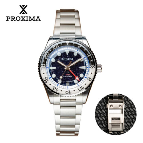 PX1720 39Mm NH34 GMT Orologio Uomo Lusso Avventurina Quadrante Pietra Preziosa Auto-Meccanico S - Foto 2 di 9