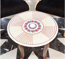 48'' white Marble Table Top dining Pietra Dura marquetry Inlay mop Home Decor