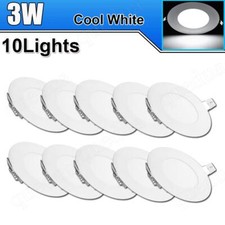 10X 3W Round Cool White LED Recessed Ceiling Panel Down Lights Bulb Lamp Fixture