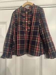 Crewcuts girls plaid shirt with metallic. size M/8