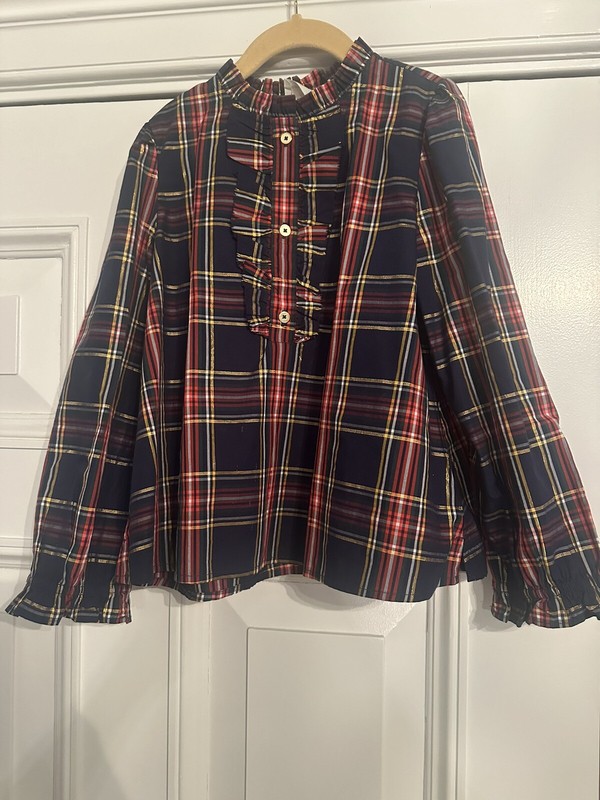 Crewcuts girls plaid shirt with metallic. size M/8