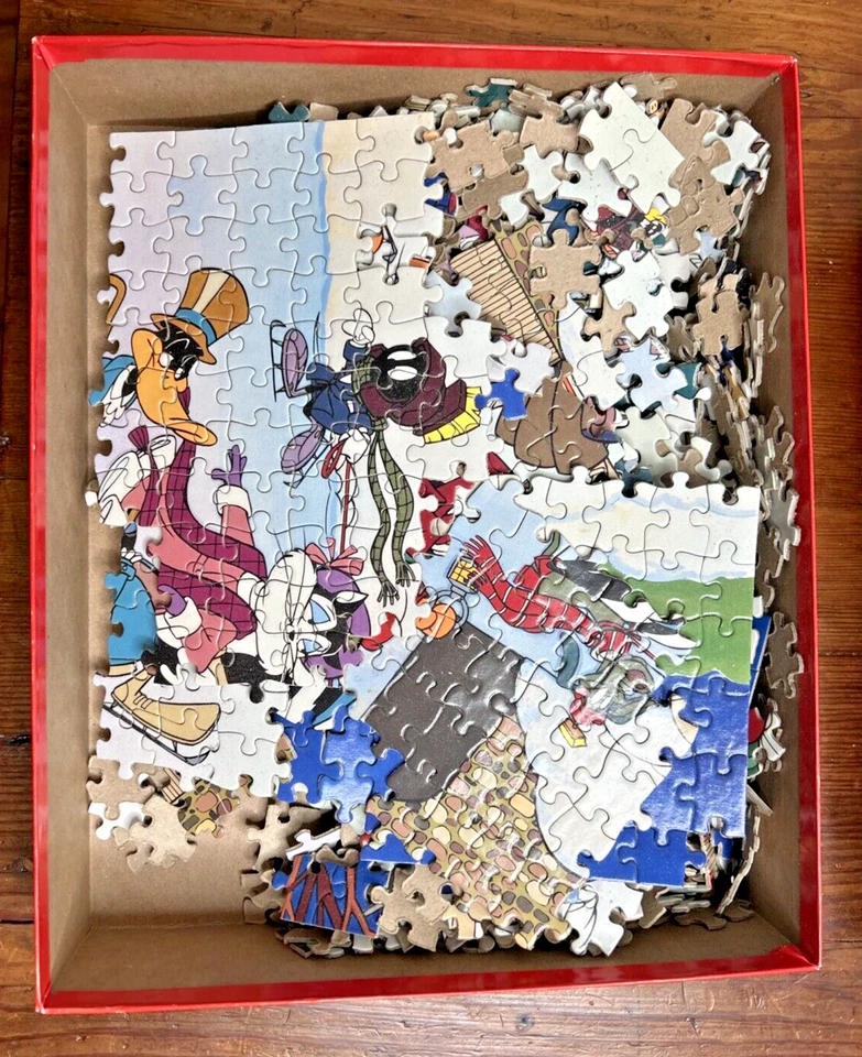 Vintage Looney Tunes Holiday Puzzle 1000 Pieces Ice Skating 1996 Complete - Image 4 of 4