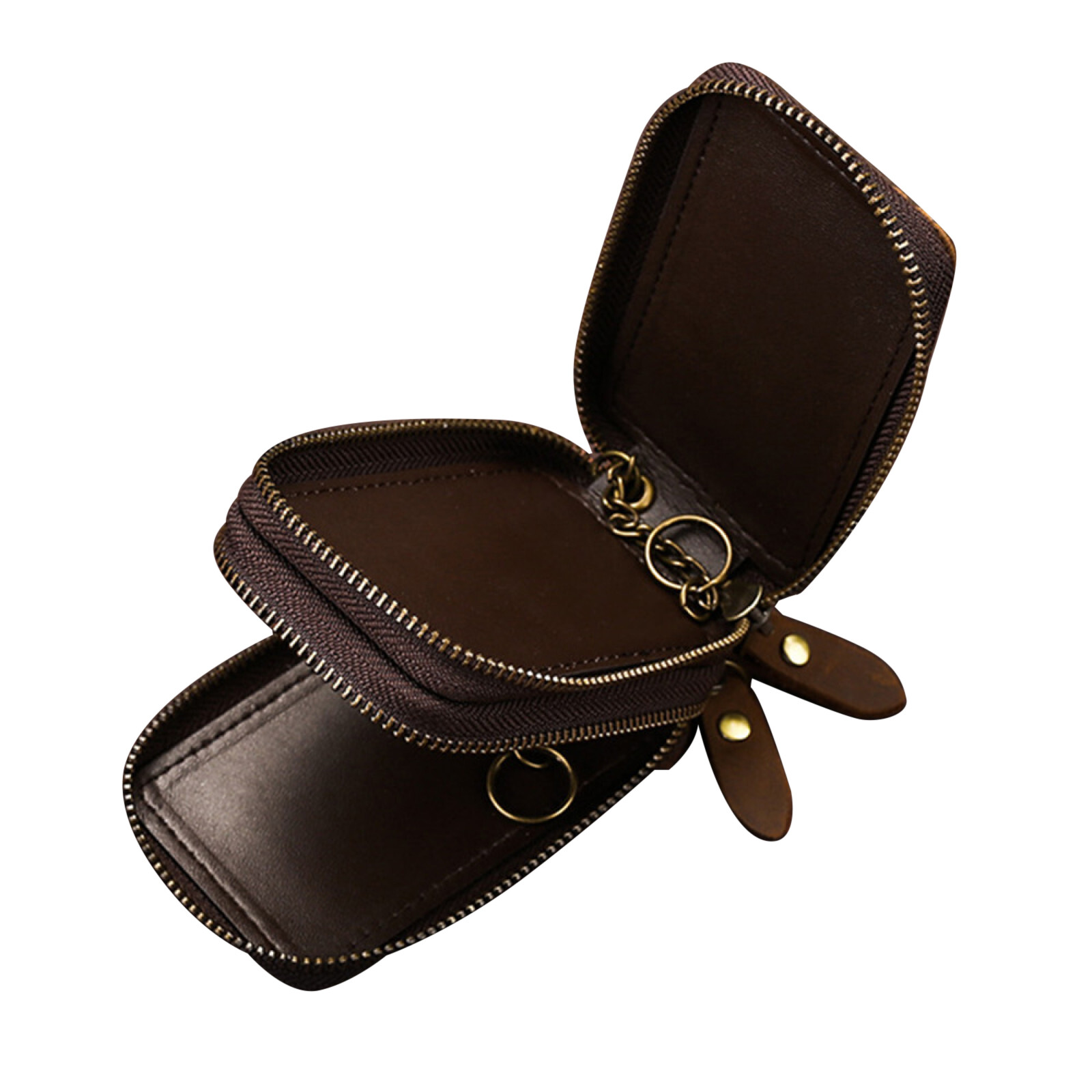 Leather Key Wallet Keychain Zipper Men Car Key Holder Case Housekeeper Pouch Bag