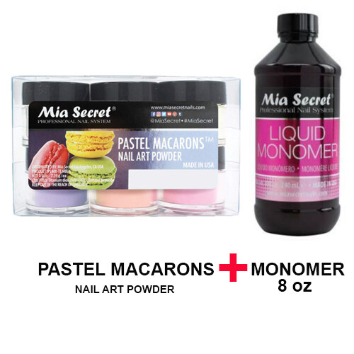 Mia Secret Monomer 8 oz with Pastel Macarons 6 Colors Set Nail Art Powder - Bild 1 von 1