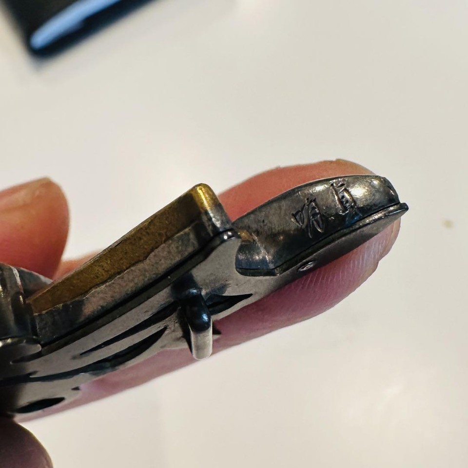 Japanese Antique Lily Obidome Silver carved Kimono Taisho era Vintage