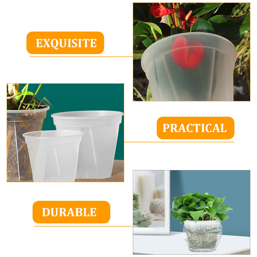 40 Pcs White Plastic Transparent Flower Pot Clear Flowers Pots eBay