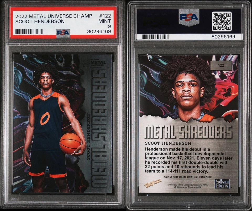 2022 METAL UNIVERSE SCOOT HENDERSON METAL SHREDDERS BLAZERS #122 PSA 9 POP 3 🔥 - Image 3 of 4