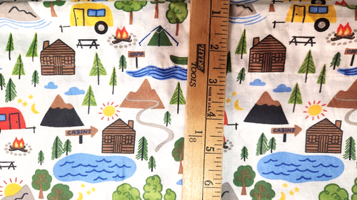 Curtain & Valance-Happy Camper-Panel 40"x49" Cabin Teardrop RV Moutain Lake - Picture 4 of 4