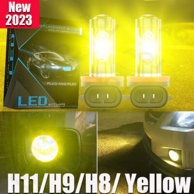 Super Bright H11 H8 LED Fog Light Conversion Kit High Power Bulbs 3000K Yellow