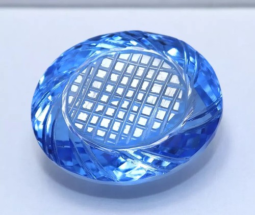 74 Ct Brazilian Blue Topaz Loose Carved Gemstone Oval Cut Certified - Picture 2 of 6