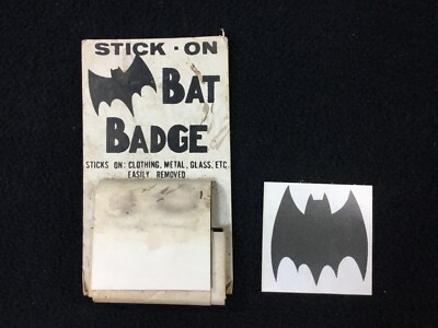 VINTAGE NOS BAT BADGE BAT SYMBOL STICK-ON STICKERS BATMAN W/PACKAGING ...