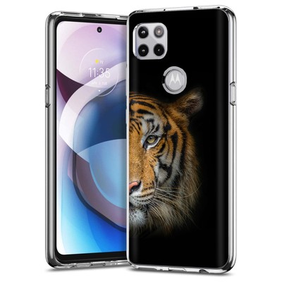 TalkingCase Slim Case for Motorola One 5G Ace, Tiger Photo Print, USA