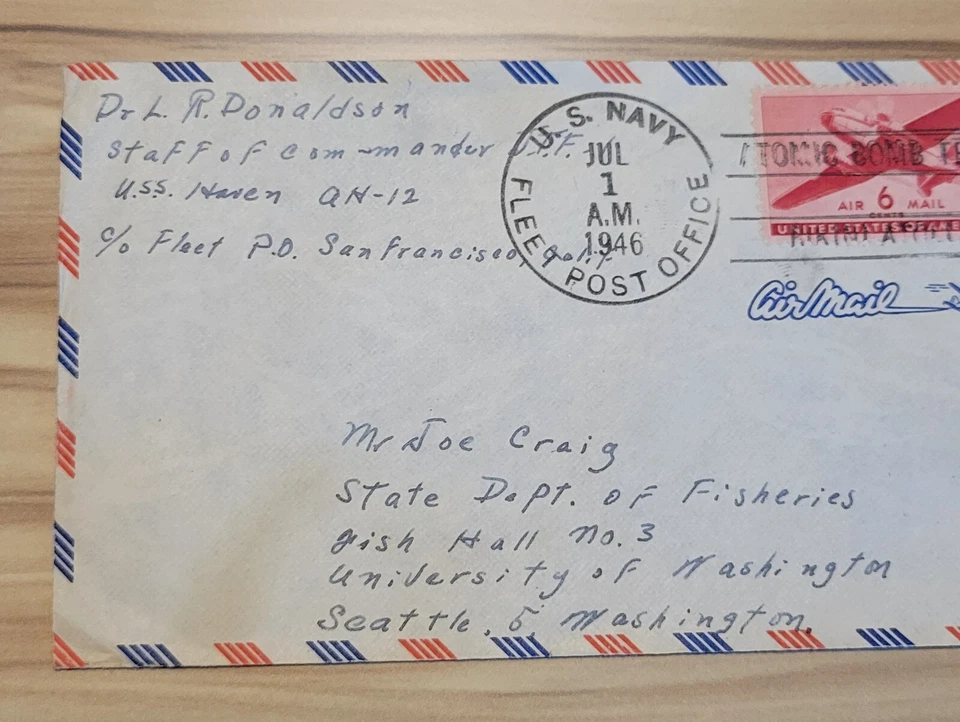 Vintage WWII Atomic Bomb Test Bikini Atoll Philatelic Cover 1946 U.S Navy Post - Image 3 of 4