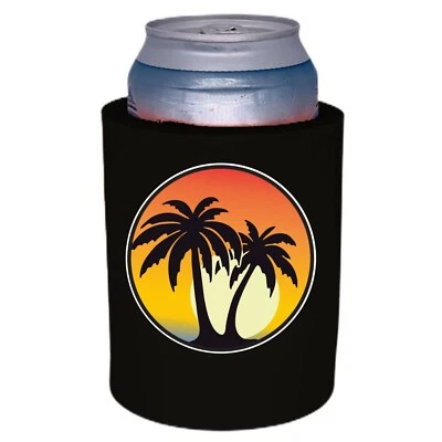 COOLIE JUNCTION Palm Tree Sunset Thick Foam "Old School" Style Can Coolie; Beach, Vacation
