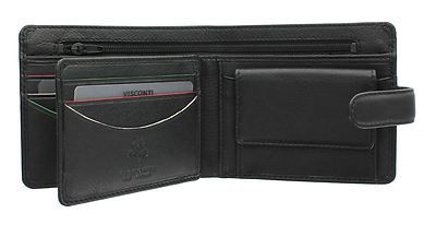Visconti Portafoglio Uomo Augusti Collection Sawgrass | Pelle Morbida Con Blocco RFID E Portamonete | Colore Nero AG17 - 2
