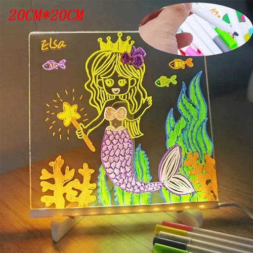 20cm LED Message Note Board Colors Acrylic Dry Erase Board with 7 Pens for Home - Picture 7 of 12