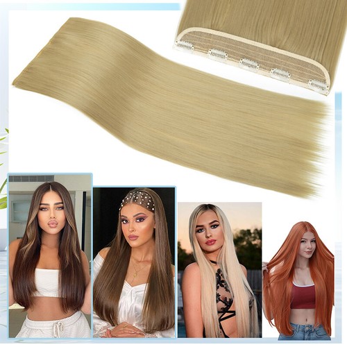 Natural THICK Clip in Hair Extensions Wavy 3/4 Full Head One Piece Long AS Human - Picture 34 of 121