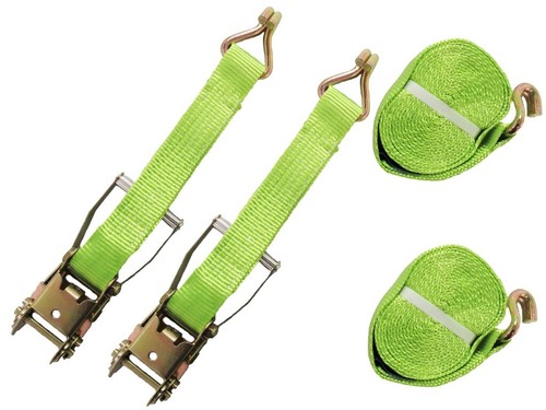 Cinghie a Cricchetto 50MM 6M 5T X2 (Legare Artiglio di Recupero Resistente Gancio J Hi Vis) - Foto 1 di 4