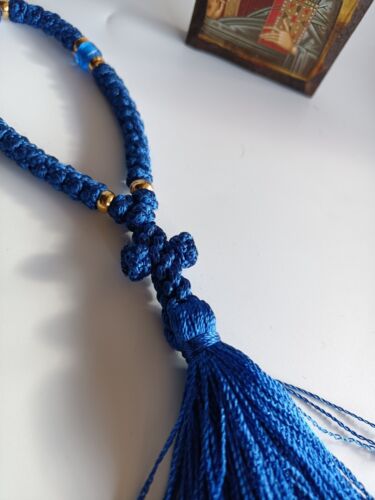 33 knots Blue Brojanica Orthodox Prayer Rope gift Eastern rosary Jesus Christmas - Picture 3 of 24
