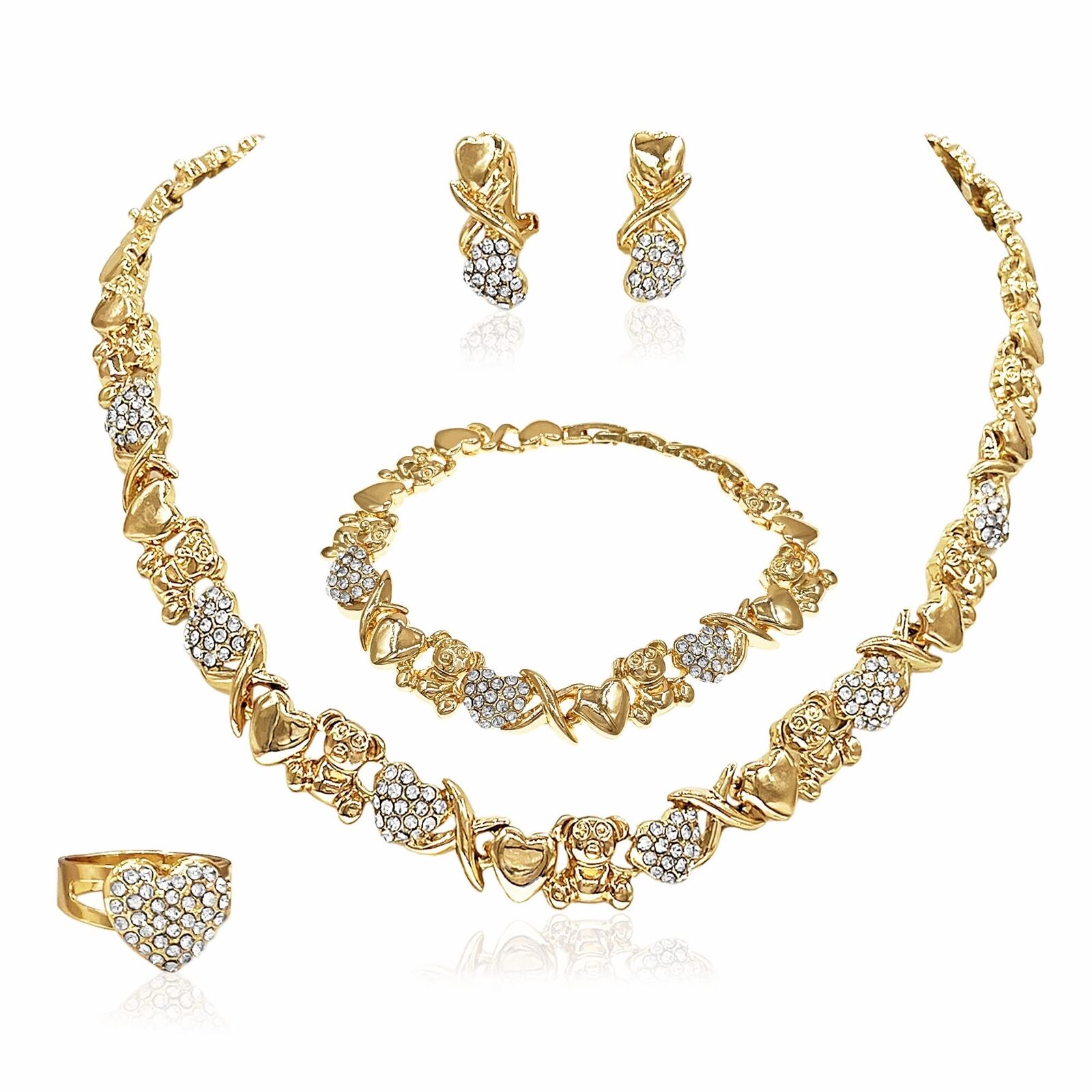 Gold Jewelry Sets for Women 18K Gold/Silver Filled Jewelry Necklace Set Weddi...