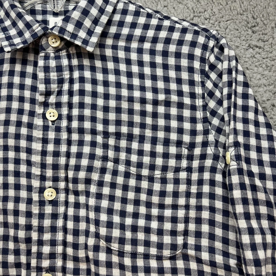GAP Kids Boys Plaid Blue White Long Sleeve Button Down Shirt Size M (8) - Image 4 of 4