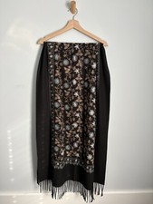 Floral Embroidered 100 Cashmere Wool Scarf