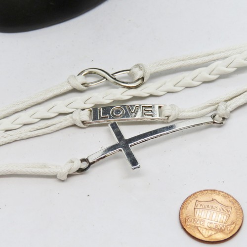 Pulsera Inspirativa Tono Plateado Metal Infinity, Love, Cross - Imagen 10 de 10