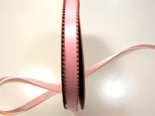 Light Pink Picot Satin Ribbon 1/2 inch wide x 5 yards Double Face Polyester B30 - Picture 2 of 6