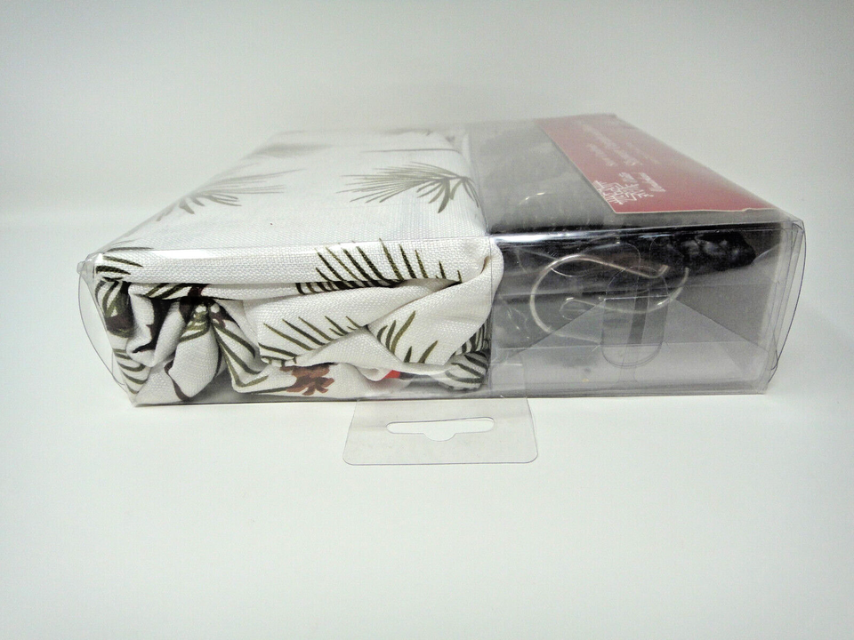 SNOW CARDINALS Shower Curtain and Pine Cone Hooks Set by Winter