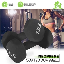 Neoprene Coated Hex Dumbbell Gym Fitness Exercise Arm Strength Training 2x 15LB