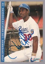 JOSE OFFERMAN SIGNED AUTO'D 1993 FLEER CARD #66 RED SOX LA DODGERS ROYALS