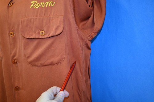 De colección años 40 CAMISA PUNTADA DE CADENA YELLOWSTONE ELECTRIC CO BOWLING RAYON NORMA MED M - Imagen 7 de 8