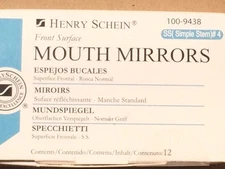 Dental Henry Schein  Mouth Mirror front surface simple stem #4  12/Box Miltex