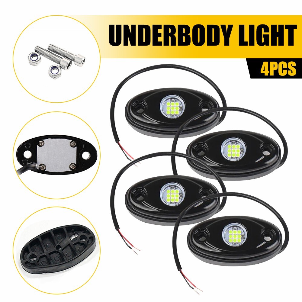 4X Green LED Rock Lights Underbody Trail Rig Glow Lamp Offroad SUV Pickup Truck