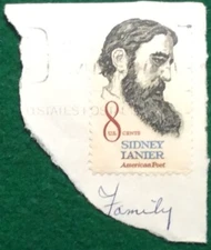 Vintage US Postage Stamp - # 1446 - 1972 8c Sidney Lanier (Used Single Stamp)