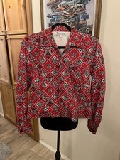Vintage Elliott Lauren Red Black Blazer Jacket Size 10 Made In USA
