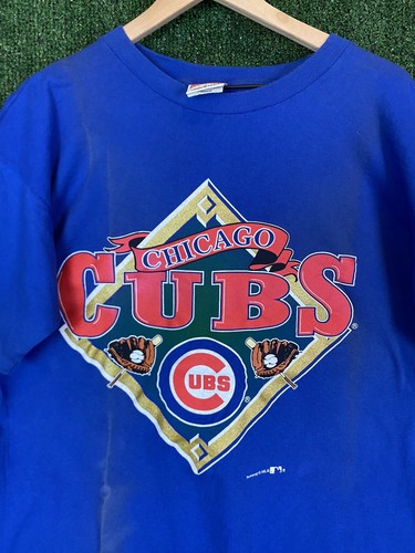 Sun Faded Vintage 90's Chicago Cubs Nutmeg T-Shirt Blue Size X-Large - Picture 2 of 12