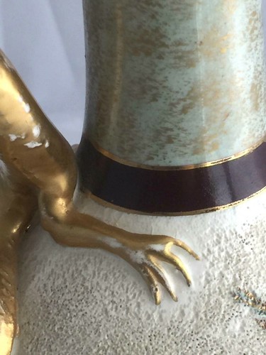 Jarrón jarrón jarrón de urna de porcelana pintado a mano pintado a mano de colección con mango de lagarto - Imagen 7 de 11