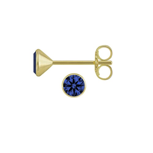 ECHT GOLD *** 1 Paar Ohrstecker synth. Saphir blau dunkelblau, 4/5 mm Ø - Bild 4 von 5