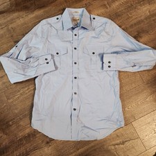 Express MK2 Fitted Shirt Men's Size Medium Light Blue Sleeve Button Down